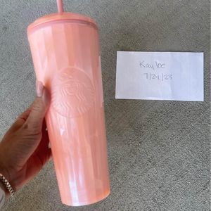 starbucks pink marble pearl dome lid tumbler with straw - NWT NEW